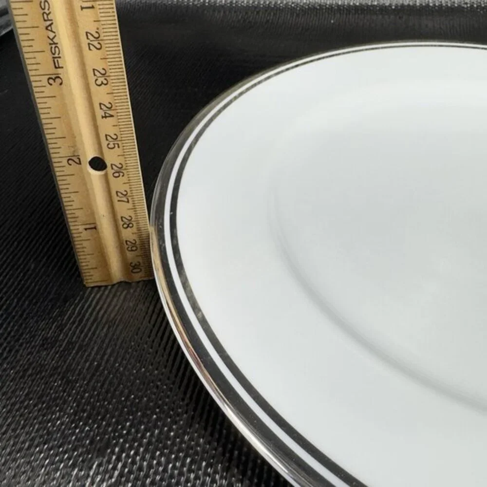 2005‎ Royal Doulton Pure Platinum Double Silver Band Plate Dish 10.5inch Set 3